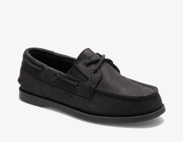 boys black sperrys